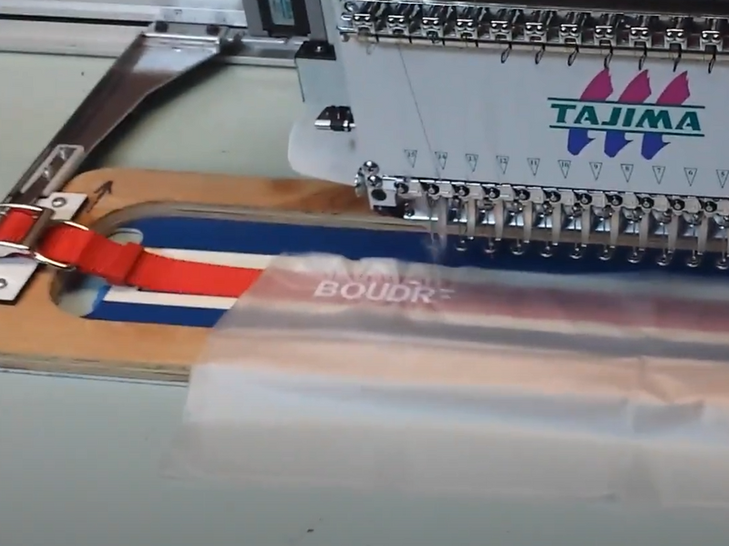 custom embroidery jig in tajima embroidery machine embroidering nylon products